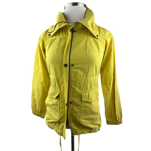 Eileen Fisher Anorak Windbreaker High Collar Jacket Yellow Womens Size PP Petite - Picture 3 of 16